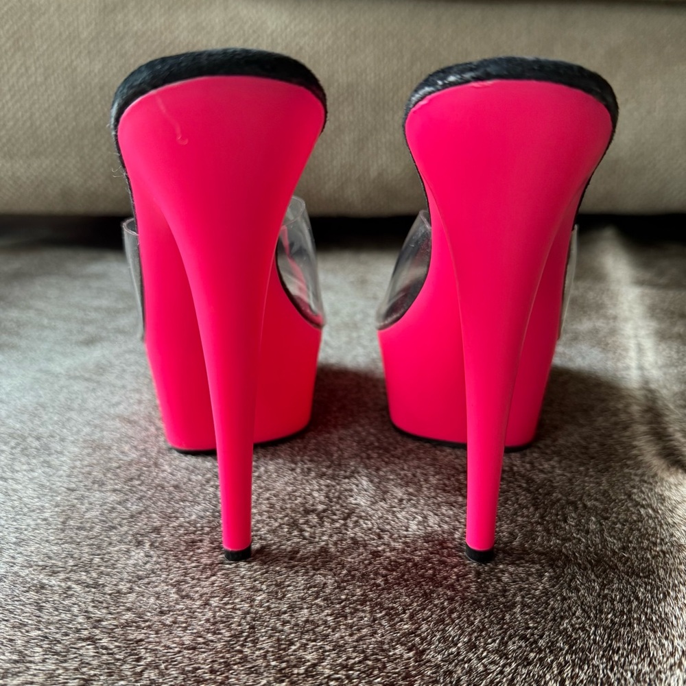Adore-701UV Pink Platform Mules - Picture 4 of 9